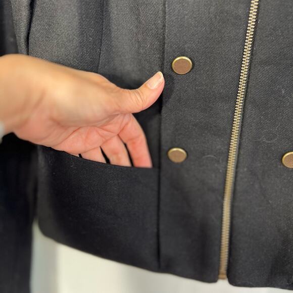 H&M Military Inspired Wool Blend Black Jacket Size 4 - Picture 8 of 10